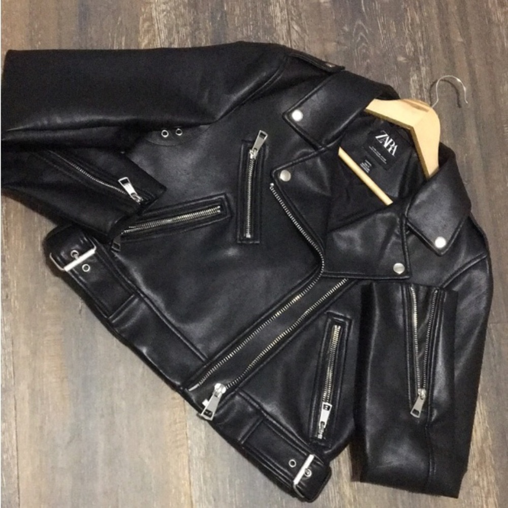 Zara moto faux leather jacket like new